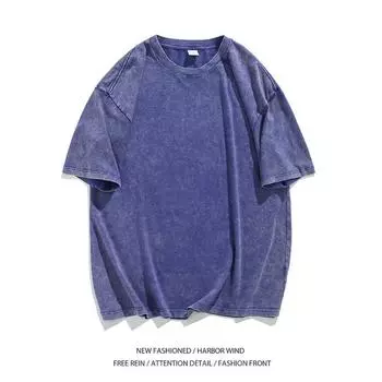 Женская футболка большого размера, выстиранная кислотой, винтажные футболки, повседневные стираные футболки, роскошные топы в стиле ретро для девочек, футболка, одежда S розовый