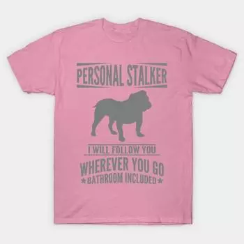 Женская футболка Бульдог Личный Сталкер Принт Харадзюку Каваий Футболка Летняя с Коротким Рукавом Женская Футболка Топ S розовый