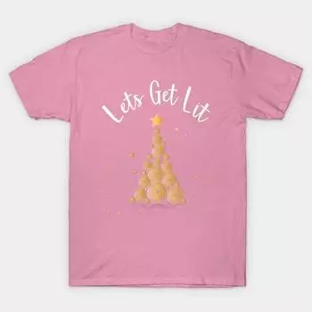 Женская футболка Давайте зажжем Смешная рождественская футболка для питья Принт Харадзюку Кавайная футболка Летняя футболка с коротким рукавом Женская футболка Топ Футболка S