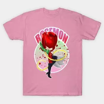 Женская футболка Digimon Chibi Rosemon с принтом Харадзюку, кавайная футболка, летняя футболка с коротким рукавом, женская футболка, топ S розовый