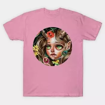 Женская футболка Дикий цветок Лесная нимфа Принт Харадзюку Кавайная футболка Летняя футболка с коротким рукавом Женская футболка Топ S