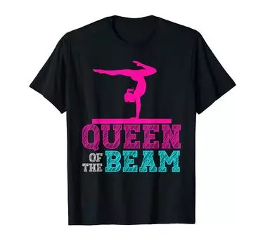 Женская футболка для девочек Queen of the Beam Balance Artistic Gymnastics чёрный