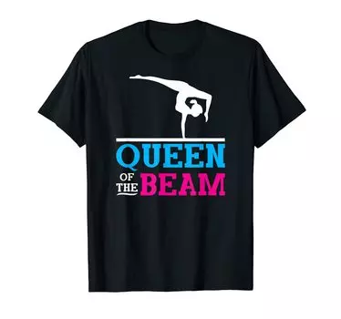 Женская футболка для девочек Queen of the Beam Balance Artistic Gymnastics чёрный