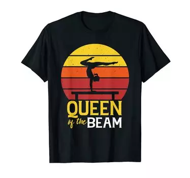 Женская футболка для девочек Queen of the Beam Balance Artistic Gymnastics чёрный