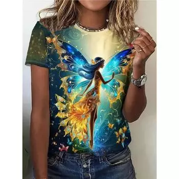 Женская футболка Fairy Princess с 3D-принтом, модная повседневная уличная одежда 2000 года, футболка с короткими рукавами, футболка с круглым вырезом, летний наряд S