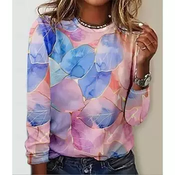 Женская футболка Футболка новогодняя элегантная с длинным рукавом розовая весна осень S