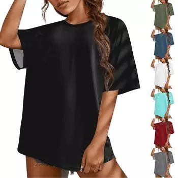 Женская футболка Футболка Сплошной цвет с рукавами реглан Повседневные выходные Модный топ с круглым вырезом L армия зеленый