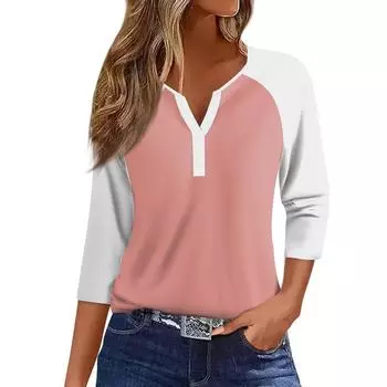 Женская футболка, футболка, жилет, пуговица с принтом, искусственное украшение на кармане, модная основа Daily Weekend, V-образный вырез, обычный топ L чёрный