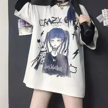 Женская футболка Harajuku Goth Женская футболка Эстетическая свободная панк темный гранж женские готические топы футболки одежда уличная одежда Y2k S