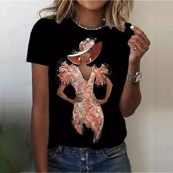 Женская футболка Harajuku Модная футболка Женская верхняя футболка с короткими рукавами для отдыха 90-х годов Сексуальная футболка для девочек Футболка с узором Футболка Уличная одежда XXS