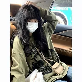 Женская футболка Harajuku с длинным рукавом, винтажный эстетический топ, осенняя готическая базовая футболка, уличная одежда в Корейском стиле XXL белый