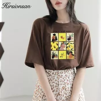 Женская футболка Hirsionsan с эстетическим принтом, новинка 2022 года, готические модные летние топы для женщин, винтажные женские футболки с короткими рукавами с рисунком M белый