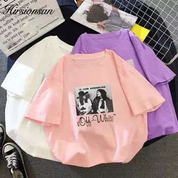 Женская футболка Hirsionsan с коротким рукавом в стиле панк, новинка 2020 года, летние готические футболки с графическим рисунком, уличная одежда, мягкие женские крутые топы с буквенным принтом M белый