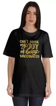 Женская футболка Inkmeso Can t Mask My Joy Of The Vaccinated Pro Vaccine 3XL чёрный