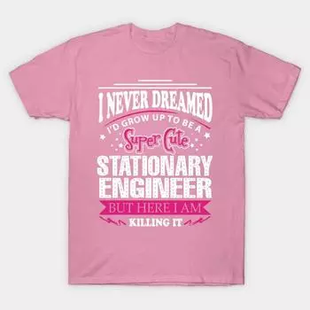 Женская футболка Инженер-механик Стационарный Принт Харадзюку Каваий Футболка Летняя с коротким рукавом Женская футболка Топ Футболка S розовый