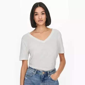 Женская футболка из 100% хлопка с коротким рукавом и v-образным вырезом JDY