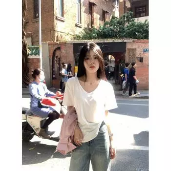 Женская футболка из чистого хлопка со свободными рукавами L чёрный