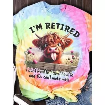 Женская футболка из полиэстера с буквенным принтом, повседневная, с коротким рукавом, с круглым вырезом, радужная, весна-осень S