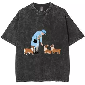 Женская футболка из стираного денима с мультяшным графическим принтом, свободная, большого размера, с коротким рукавом, топ с трендовым дизайном S