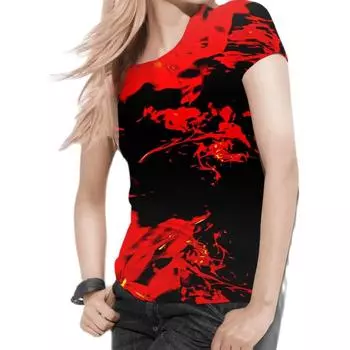 Женская футболка Элегантный этнический стиль с принтом Модный тренд Тонкий легкий косой воротник Одежда с короткими рукавами Летний пуловер для отдыха L