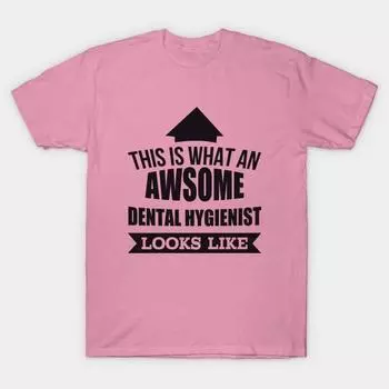 Женская футболка Это так выглядит потрясающий гигиенист-стоматолог Принт Харадзюку Кавайная футболка Летняя футболка с коротким рукавом Женская футболка Топ S розовый