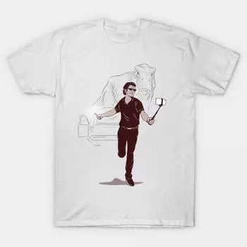 Женская футболка Jurassic Selfie с принтом Харадзюку, кавайная футболка, летняя футболка с коротким рукавом, женская футболка, топ S белый