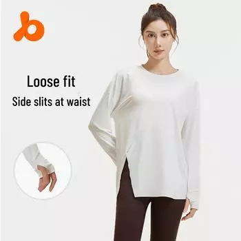 Женская футболка Juyitang с длинными рукавами для йоги и фитнеса M чёрный