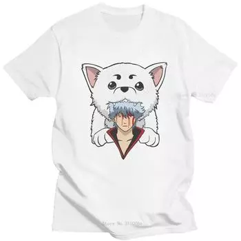 Женская футболка Kawaii Gintama Gintoki Sakata с коротким рукавом Sadaharu, футболка с графическим рисунком, хлопковые футболки с аниме манга, топы, товары S