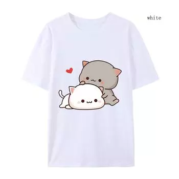 Женская футболка Kawaii Girl Аниме Футболка Флис Harajuku Оверсайз Пуловер Милая пара Подарочная футболка на День святого Валентина S
