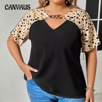 Женская футболка, летние свободные топы с нерегулярным вырезом и короткими рукавами больших размеров XL чёрный