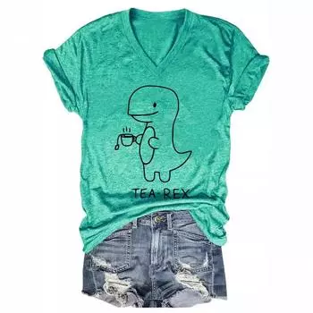 Женская футболка Летняя новая коллекция Простая универсальная женская футболка с принтом животных XXS