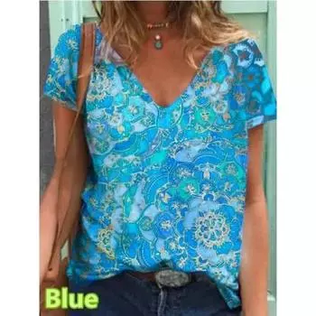 Женская футболка, летняя новая модная женская повседневная футболка с геометрическим принтом с коротким рукавом, большой размер, тонкий летний топ S