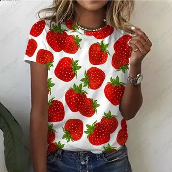 Женская футболка, летняя, новая, с принтом фруктов и апельсина, 3D, с коротким рукавом, женская, с круглым вырезом, пуловеры, повседневные, для мужчин XXS