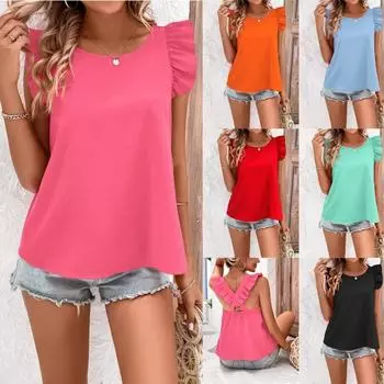 Женская футболка, летняя новинка, с короткими рукавами, женская мода, эластичные перекрестные топы, персонализированная футболка с короткими рукавами S розовый