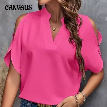 Женская футболка, летняя рубашка с v-образным вырезом, темпераментные модные топы без бретелек с короткими рукавами S белый