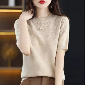 Женская футболка-майка большого размера с тонким круглым вырезом и короткими рукавами, весна-лето, свободная, универсальная, тонкая 2XL