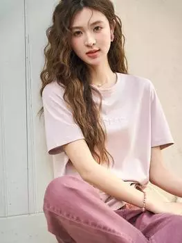 Женская футболка Mishow, новинка лета 2024 г., повседневный пуловер с объемной вышивкой и круглым вырезом, топы MXD12T0241 S