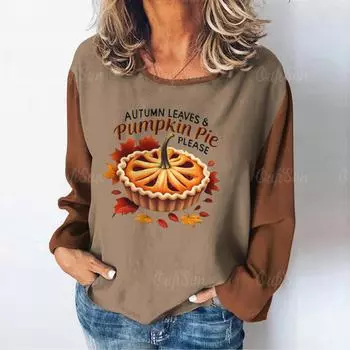 Женская футболка на День Благодарения, модные праздничные футболки, топы в стиле Харадзюку для дам, осенний свитшот большого размера с круглым вырезом, повседневная уличная одежда 3XL