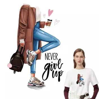 Женская футболка, нашивки для переноса одежды, DIY, термопресс, аппликации, нашивки для одежды, наклейки, Ropa, капюшон, железная нашивка 5.2x8cm