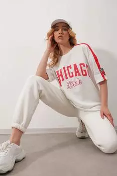 Женская футболка, новый сезон, модная белая футболка с круглым вырезом и цифровым принтом, унисекс, футболка большого размера