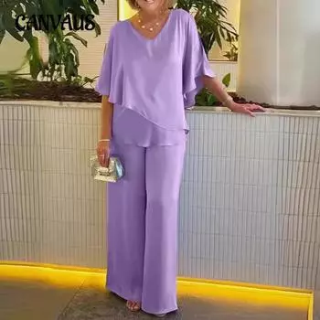 Женская футболка, однотонная, с v-образным вырезом, неровный подол, повседневный брючный костюм больших размеров S хаки