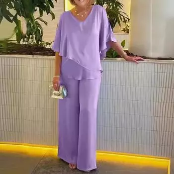 Женская футболка, однотонная, с v-образным вырезом, неровный подол, повседневный брючный костюм больших размеров S хаки