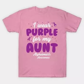 Женская футболка Осведомленность об Альцгеймере Я ношу фиолетовый цвет для моей тети Принт Харадзюку Кавайная футболка Летняя футболка с коротким рукавом Женская футболка Топ S розовый