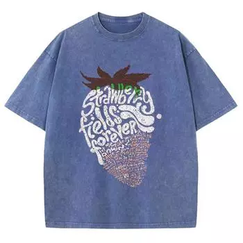 Женская футболка оверсайз с принтом клубники, свободного кроя, с коротким рукавом, забавная модная футболка высокого качества S