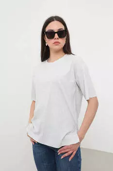 Женская футболка оверсайз с широкими ребристыми разрезами и деталями, серая