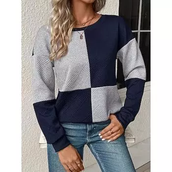 Женская футболка Повседневная модная современная повседневная футболка с длинным рукавом, черная, осень-зима S