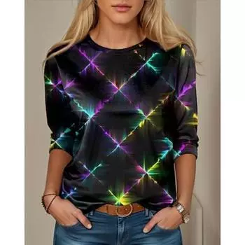 Женская футболка Повседневная модная современная повседневная футболка с длинным рукавом, черная, осень-зима S