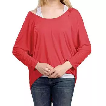 Женская футболка Повседневный Свободный Однотонный Топ с Длинными Рукавами L