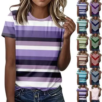 Женская футболка, повседневный свободный пуловер с круглым вырезом и коротким рукавом с принтом XXXL