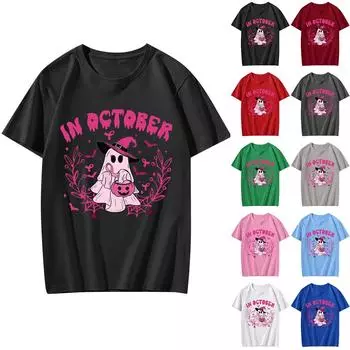 Женская футболка, повседневный свободный пуловер с круглым вырезом и коротким рукавом с принтом S чёрный